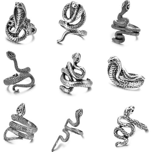 1 Pc Retro Punk Exaggerated Spirit Snake Ring Fashion Personality Stereoscopic New Fashion Snake Ring Adjustable
