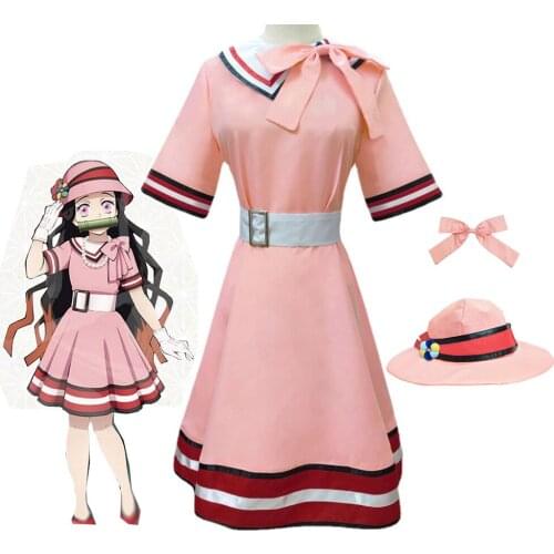 Anime Demon Slayer Kamado Nezuko Cosplay Costume Daily Dress Outfits Hat Halloween Carnival Suit Uniform Party Girls Womens