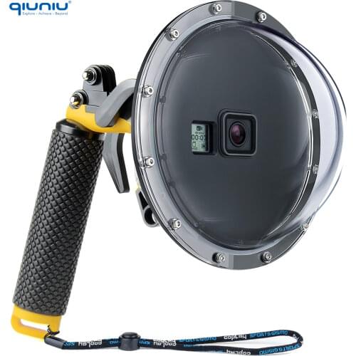 QIUNIU 6" Acrylic Dome Port Waterproof Housing Case Lens Cover for GoPro Hero 5 6 7 Black 2018 HERO5 HERO6 For Go Pro Accessory