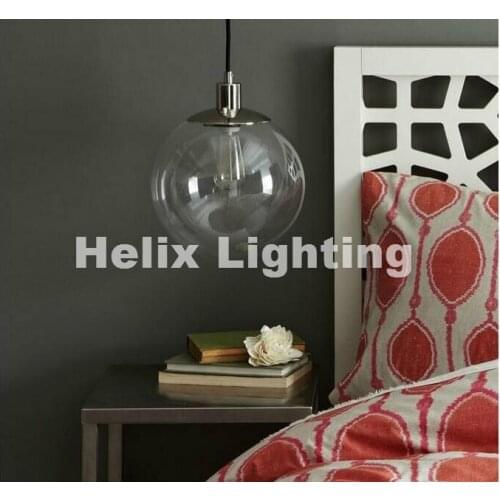 Nordic American Style E27 Silver/Black Color Edison Bulb Loft Vintage Pendant Light, Round Ball Transparent Clear Glass Lamps