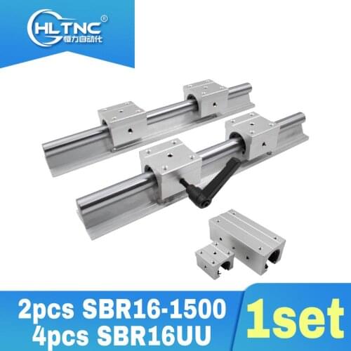 2 pcs SBR16 1500mm linear guide and 4 pcs SBR16UU linear bearing blocks,sbr16 length 1500mm for CNC parts