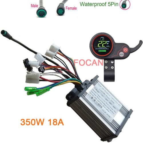 FOCAN 24V 36V 48V 60V 250W 350W Motor Brushless Controller LCD Display LH-100 Panel Thumb Throttle Electric Bicycle Scooter