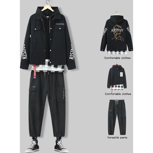 Mens Hoodie Jacket Trousers Cool Three Piece Set Mens Clothing Sets 2021