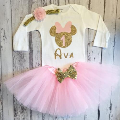 Personalized name minniee mouse baby shower birthday bodysuit onepiece cake mesh Tutu toodles Outfit Set party favors