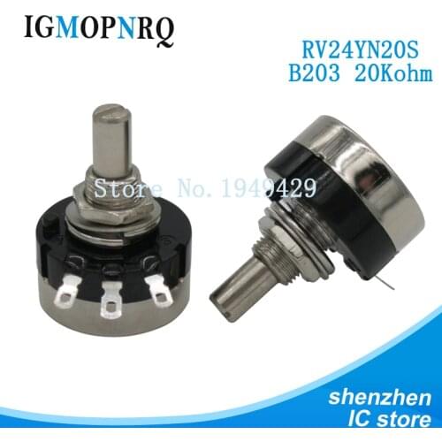 2PCS RV24YN20S RV24YN20S-B203 20K ohm Potentiometer RV24YN 203 20KR Single Coil Carbon Film Potentiometer