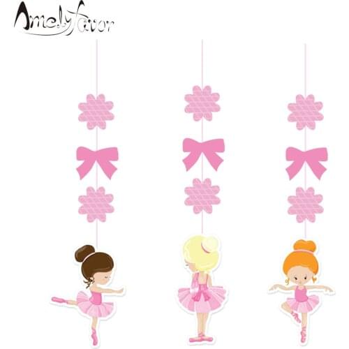 Pink Ballerina Theme Ceiling Hanging Swirl Decoration Ballet Girls Decor Kids Event Birthday Party Decorations Supplies
