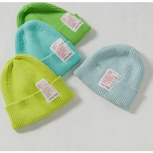 Newest Baby Girl Boy Hat Winter Soft Warm Kids Beanie Hat Candy Color Crochet Elasticity Applique Knit Hats Children Casual Cap