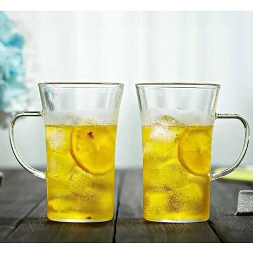 Heat-resistant Glass Green Teacup With Handle Single-layer Cup Scented Tea Beer Mug Thickened Explosion-proof Juice Cup Milk Cup