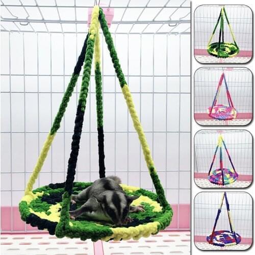 Climbing Rope Mesh Hammock Round Shape Swing for Small Animals Hanging House Bed Rat Ferrets Chinchillas Hamster Guinea Pig Play