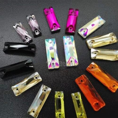 All Colors Glass Crystal Cosmic Baguette Sew On Stones Flatback 5x15,6x18,7x21,8x24,9x27mm Rectangle sewing jewelry Beads
