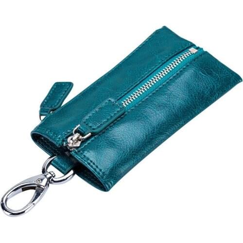 High Quality Genuine Leather Multiple Car Key Holder Small Key Wallet Multi-function Housekeeper Case Zipper Key Organizer