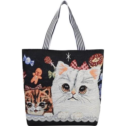 Womens Canvas Tote Ethnic Style Shoulder Bag Shopping Female Bag Student Bag Trendy Female Bag Large Bag Embroidered Canvas Bag