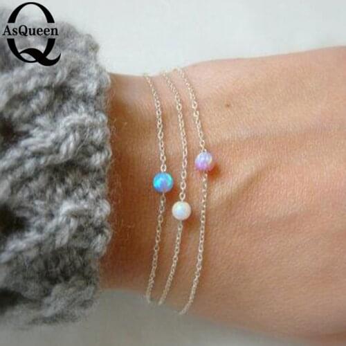 New Arrival Fashion 4mm Opal Gem Bracelet for Women Round Shape Friendship Bracelets & Bangles Lovers' Gift