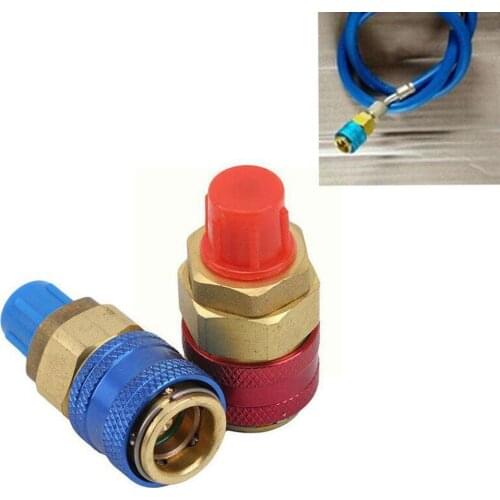 1 Pair R134A H/L Auto Car Quick Coupler Connector Conditioning Adapters Brass Air Refrigerant Adjustable Gauge AC Man Y0J4