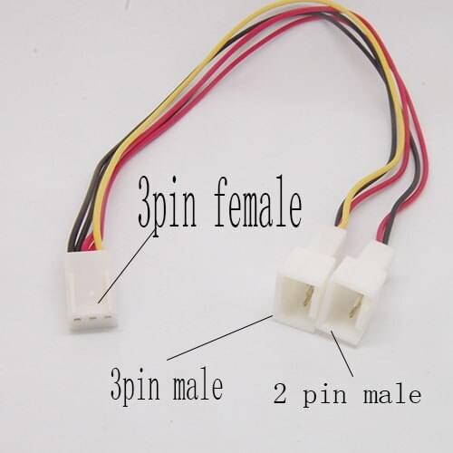 10pcs 3 Pin Fan Power Splitter Cable Lead 1 Female to 2 x Male Motherboard 25cm