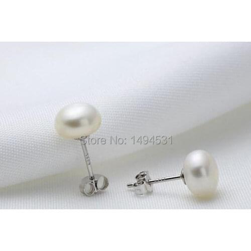 100% Genuine Freshwater Pearl Earrings S925 Sterling Silvers Stud Earrings For Women Super Deal Wholesale Pearl Jewelry