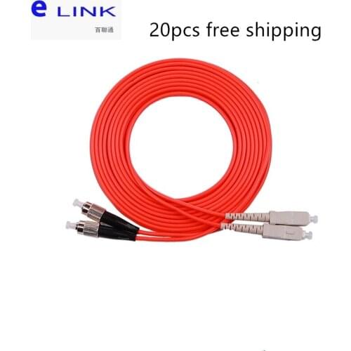20pcs SC UPC TO FC UPC fiber optic patchcord duplex Multimode 3.0mm 62.5/125um orange cable optical fibre jumper free shipping