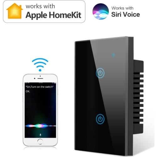 Wireless WIFI Smart Home Touch Light Switch Siri Voice Control Timing Work With Apple Homekit Neutral Wire Required US Standard