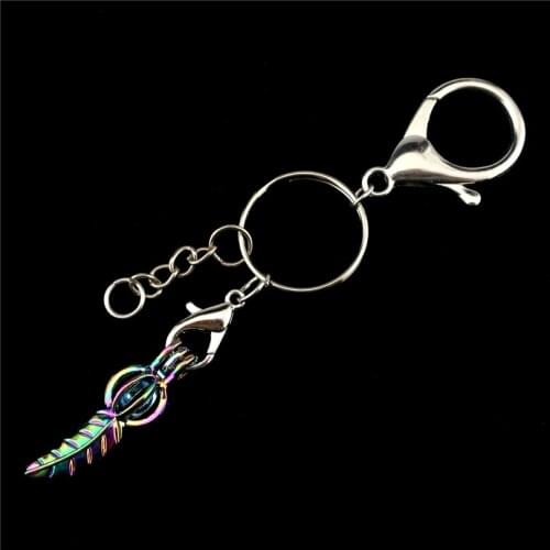 Y-C542 Rainbow Silver Color Cage Keyrings Plant Leaves Beads Pearl Cage Key Chains Split Rings DIY Car Keychain Accessory