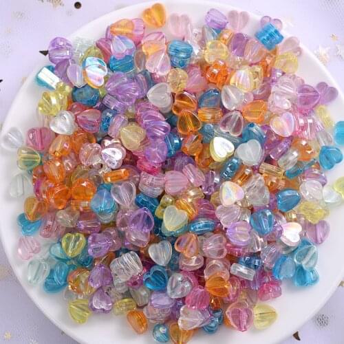 100-300Pcs Acrylic Beads Mixed Transparent Ab Love Heart Shape Loose Spacer Beads For Jewelry Making DIY Bracelet Accessories