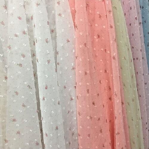Floral applique design print chiffon fabric,rose pattern polka dot georgette fabric for garment dress DIY materials