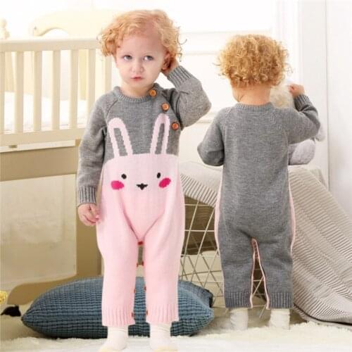Baby Rompers Winter Rabbit Handmade Sweaters Knitted Clothing Wool Blend Playsuit Infant Toddler Overalls Jumpsuit Baby Clothes