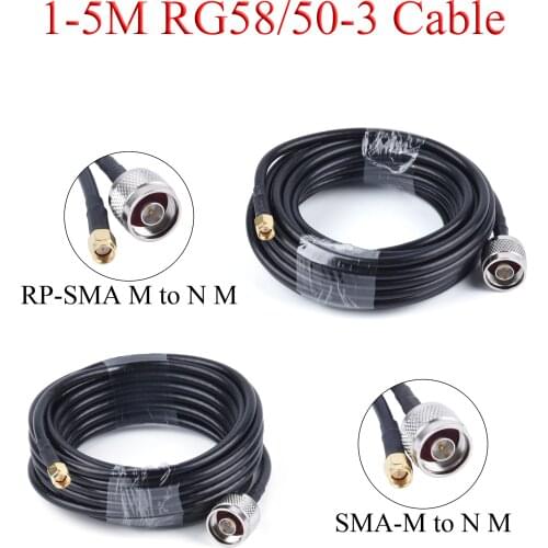 1-5M RG58/50-3 RF Coaxial Cable SMA/RP-SMA Male to N Male Extension Wire For 4G LTE Cellular Amplifier Signal Booster Antenna