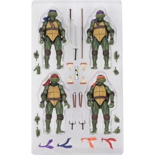 18cm 4pcs/set NECA Classic Movie Film 1990s Raphael Leonardo Michelangelo Donatello Action Figure Collection Model Toys Doll