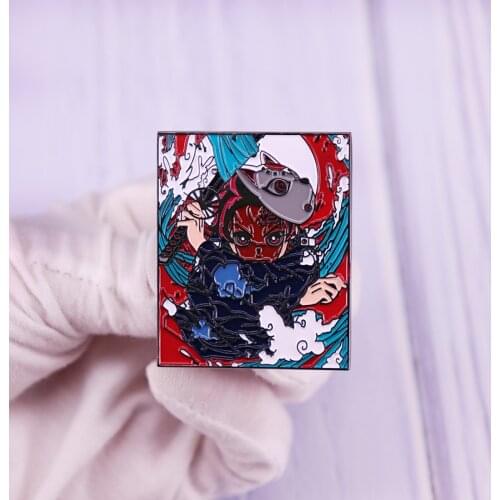 Demon Slayer Kimetsu no Yaiba Enamel Pin Brave Fighter Tanjiro Kamado Brooch Anime Badge Fashion Jewelry Decoration