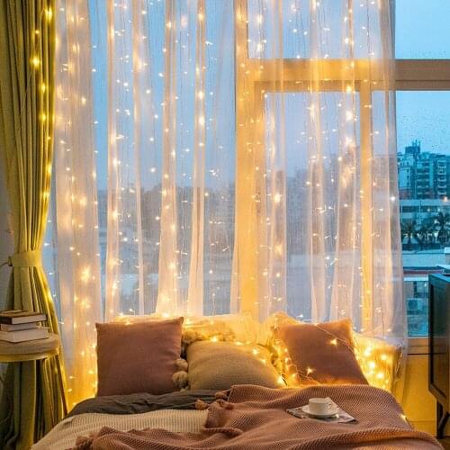 Garland curtain 3M LED Curtain String Light Christmas Decorations for Home Flash Fairy Garland Happy New Year 2021 Noel Navidad