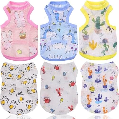 Cotton T-shirt Pet dog Clothing Summer Cool Breathable Dog Vest Cute Printed Puppy clothes for Small Medium big Dogs accessaries