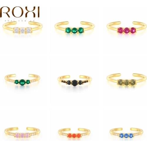 ROXI Copper Color Zircon Rings For Women Adjustable Openings Ring Fashion Jewelry Accessories Wedding Bands Party Jewelry Gift
