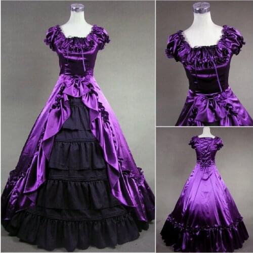 Lace bowknot long gothic dress kawaii girl gothic lolita cos loli op medieval sweet lolita dress vintage palace victorian dress