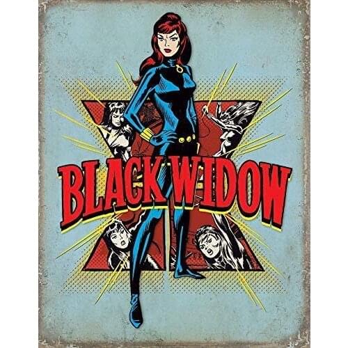 LANK Animation Tin Sign Black Widow Movie Signs Wall Decor Bar Pub Club Coffee 8 X 12 Inches