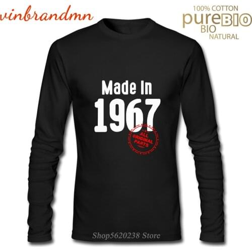 Fashion Vintage Made In 1967 All Original Parts Long Sleeve T shirts for men 54th Birthday Born in 1967 T-shirt Men 60s Clothing