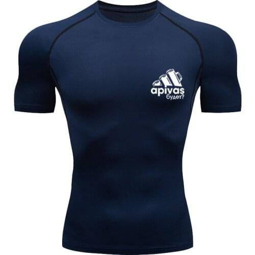 Men Running Fitness Soccer Basketball Jersey Gym Jogging Shirt Man Sportswear Compress Tights Man T-shirt Quick Dry Sports Shirs