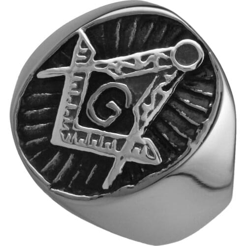 Punk American Freemason Logo Ring Polished Stainless Steel Finger Rings For Men Women Rings Jewelry