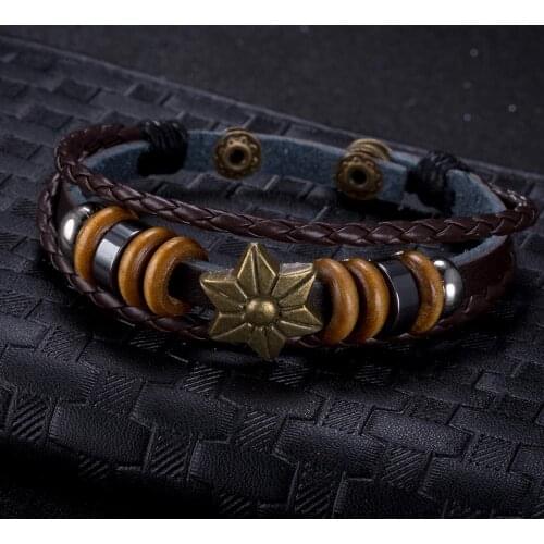 Men Women Fashion Retro Bracelet Leather Zinc Alloy Charm Wristband Classical Male Female Gift Bracelets For Mens Women FSH104