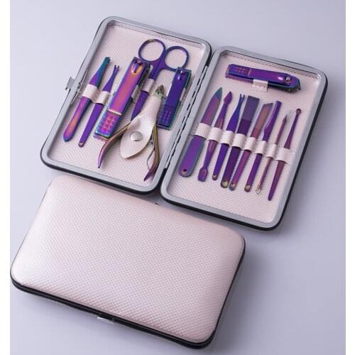 15Pcs/Set Colorful Plating Professional Travel Manicure Pedicure Set Nail Care Set Kit Tool For Women Girl Child Kid Gift