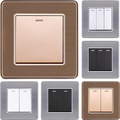 Wall Switch 1/2/3 Gang 1 2 Way Push Button Switch Stainless Steel Panel Light Switch On/Off Switch Interruptor Home Supplies