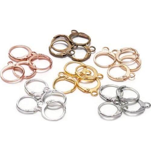 20pcs/lot 14x12mm Silver Gold French Lever Earring Hooks Wire Settings Base Earrings Hoops for Jewelry Making Finding Supplies