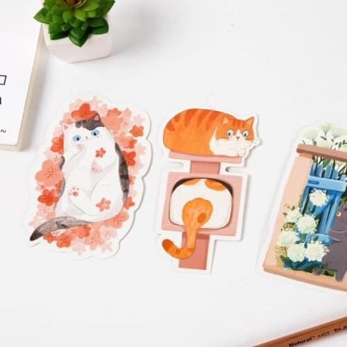 Postcard Hand-Painted Cat Shape Cat Backyard Cute Hand-Painted Graffiti Style Small Fresh Cute Animal Shaped Card HCCY