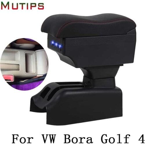 Mutips For Volkswagen Bora Golf 4 Armrest Box Central Store Content Storage Box Cup Holder Accessories Console USB Arm Rest 2018