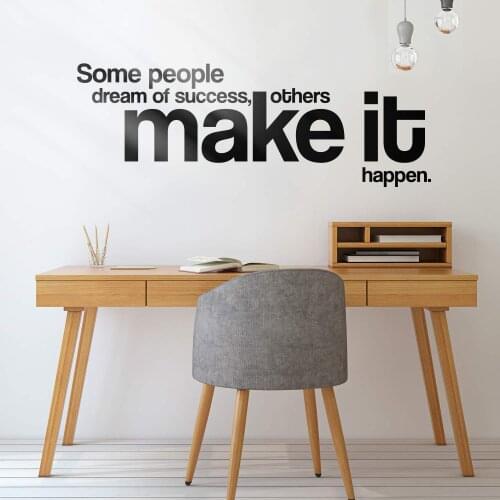 Positive Quotes Dream Of Success Make It Happen Quotes Wall Sticker For Living Room Bedroom Decoration Office Wall Sticker