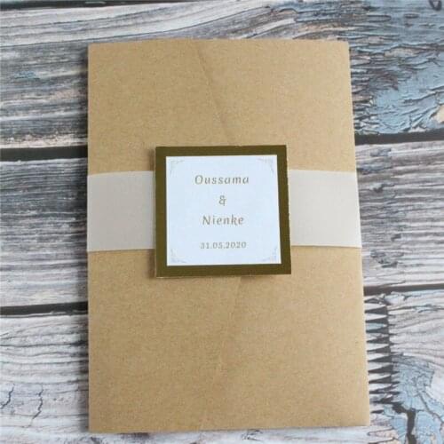 Transparent belly band for invitation card customized printing party supply 50pcs