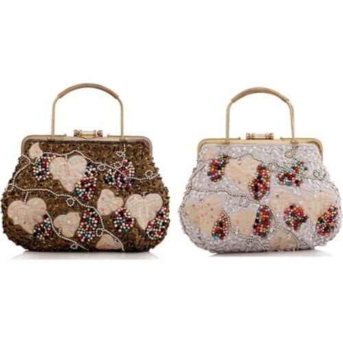 Purses And Handbags Luxury Retro Classic Bead Embroidery Bag Womens Handbag Ethnic Style Handmade Beaded Cheongsam Purses