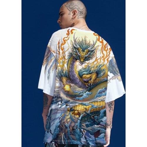 Kimono Shirt Men Asian Clothes Harajuku Japanese Top Samurai Cosplay T-Shirt Kimono Streetwear Summer Hipster Tops FF2687