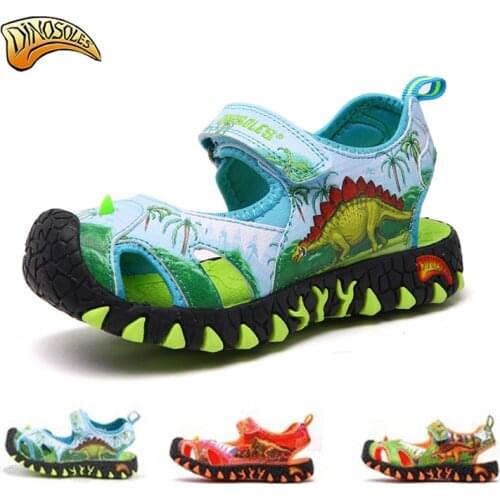 DINOSOLES Kids Boys Sandals Shoes Boys 2019 Summer 3D Dinosaur Sandal Kids Beach Shoes Sandal Size 27-34 Toddler Sandals