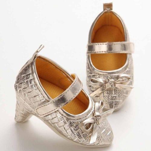 Newborn Baby Girl Mesh High Heels Soft Sole Toddler Bowknot Princess Crib Shoes Size 0-12Months