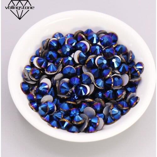Blue Hematite Nail Rhinestones Flat Back Glass Strass Nail Crystal Apparel Accessories Crystal For Crafts Nail Decoration DIY